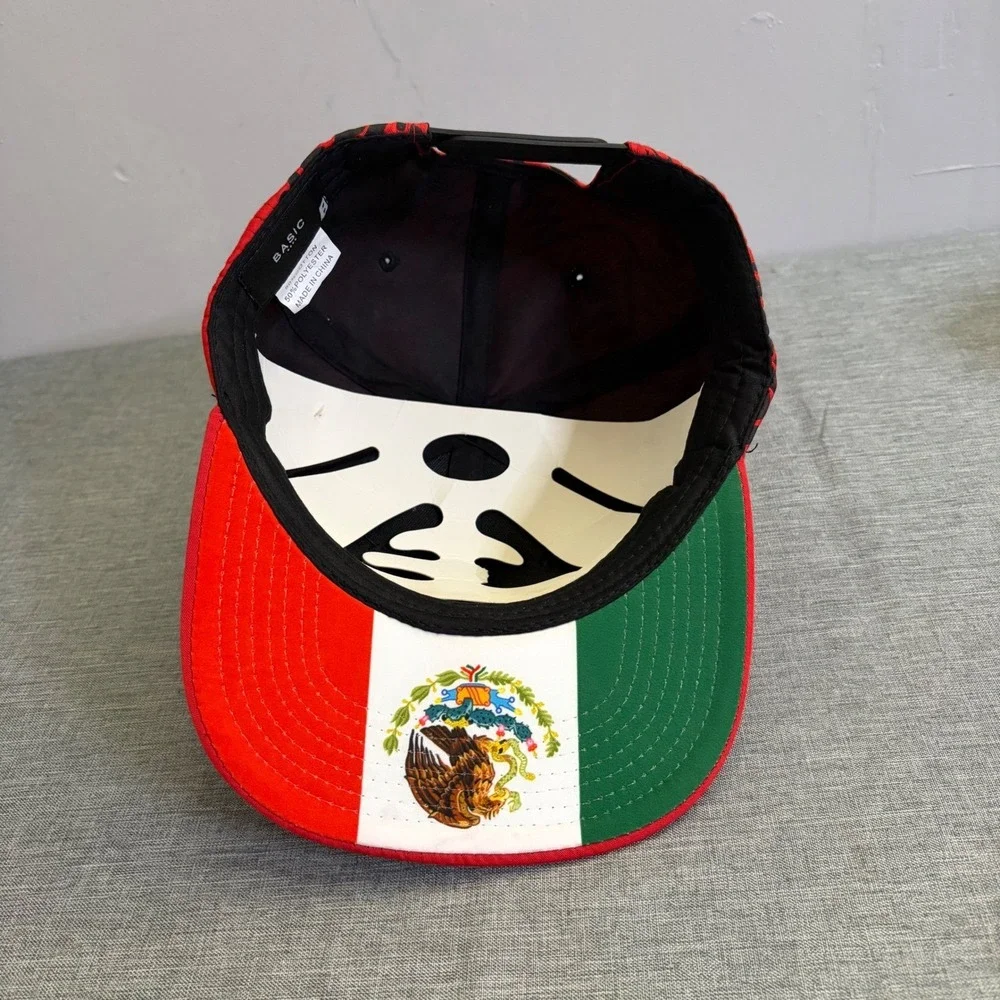 Basic Cap Mexico Snapback Hat Mens OSFA Red Green Eagle Graphic Y2K New
